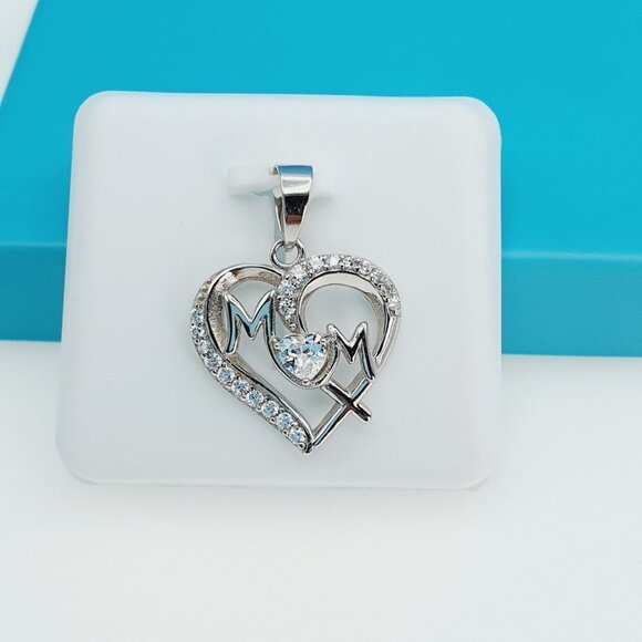 "925 Sterling Silver CZ Beautiful Mom Pendant for Women, 1USPAR4024 - Picture 1 of 11